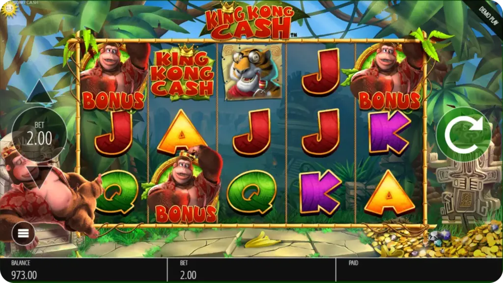 King Kong Cash bonus features free spins and wild symbols